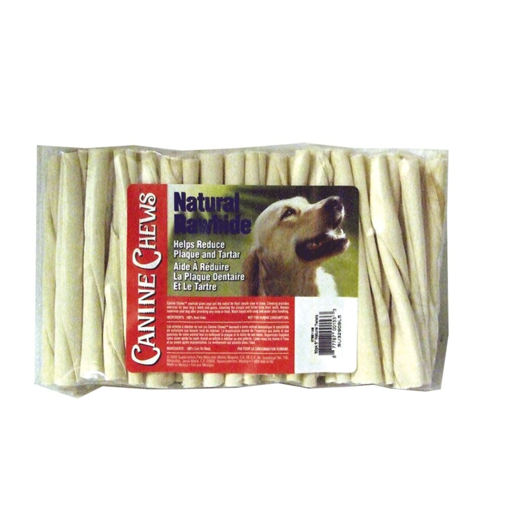 image of Natural Rawhide Twists, 50 pack