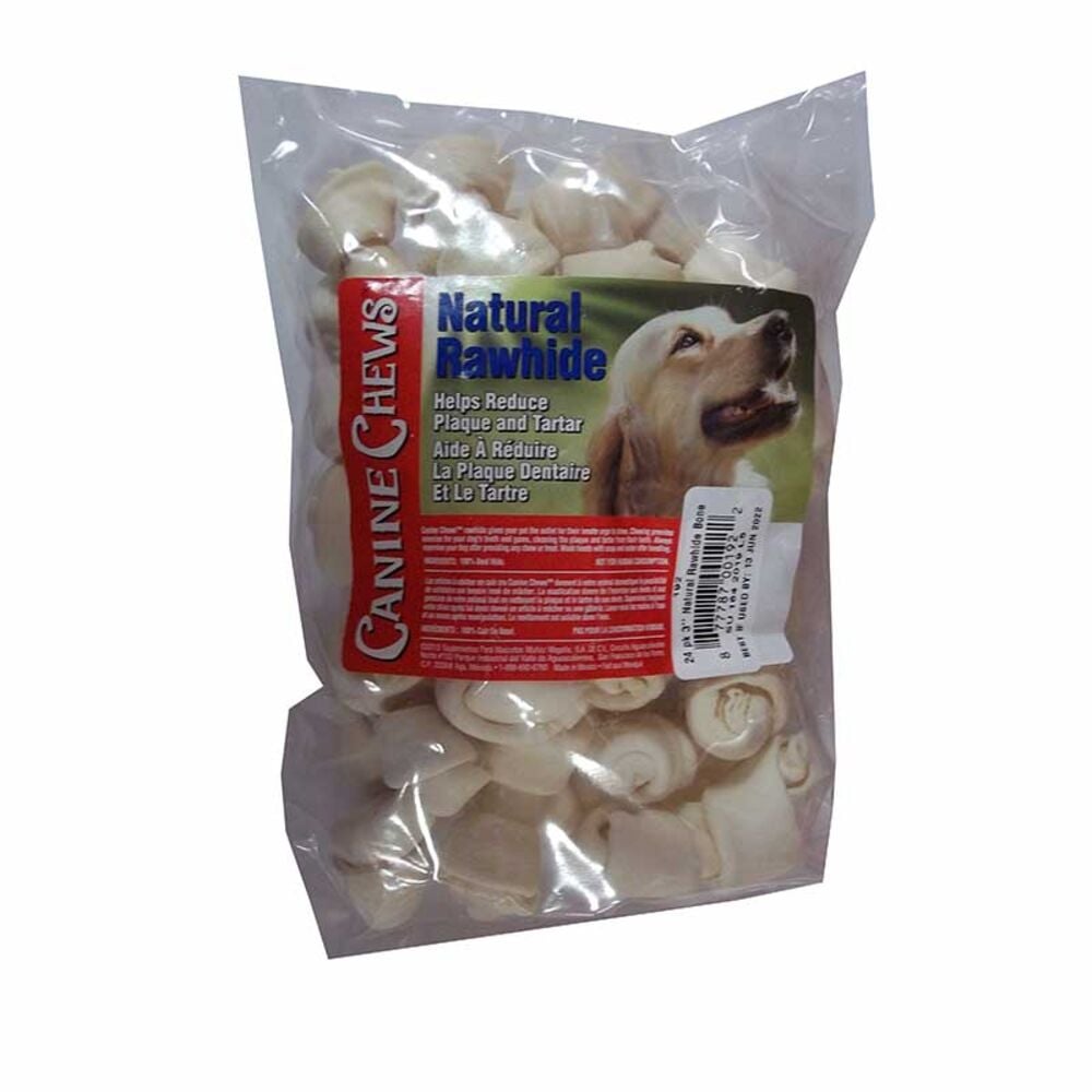 image of Natural Rawhide 3-in Bone, 24 pack