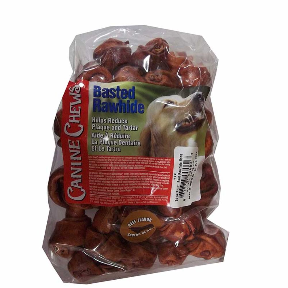 image of Beef Basted Rawhide 3-in Bone, 24 pack