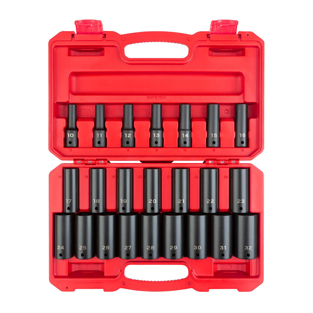 image of 1/2 in Drive Deep 6-Point Impact Socket Set with Case, 23 pc