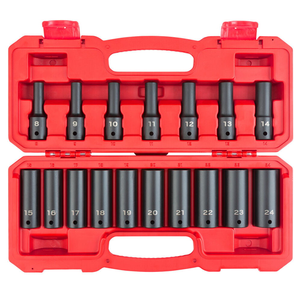 image of 1/2 in Drive Deep 6-Point Impact Socket Set with Case, 17 pc
