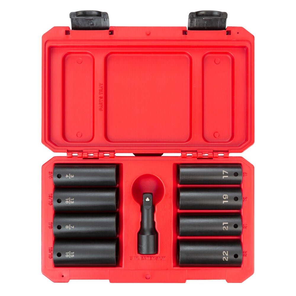 image of 1/2 in Drive Deep Impact Lug Nut Socket Set with Case, 9 pc