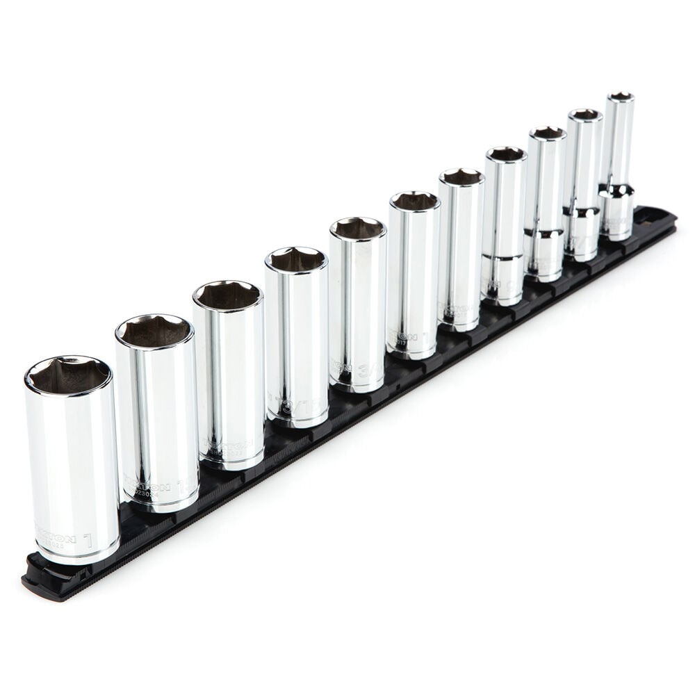 image of 1/2 in Drive Deep 6-Point Socket Set with Rail, 11 pc