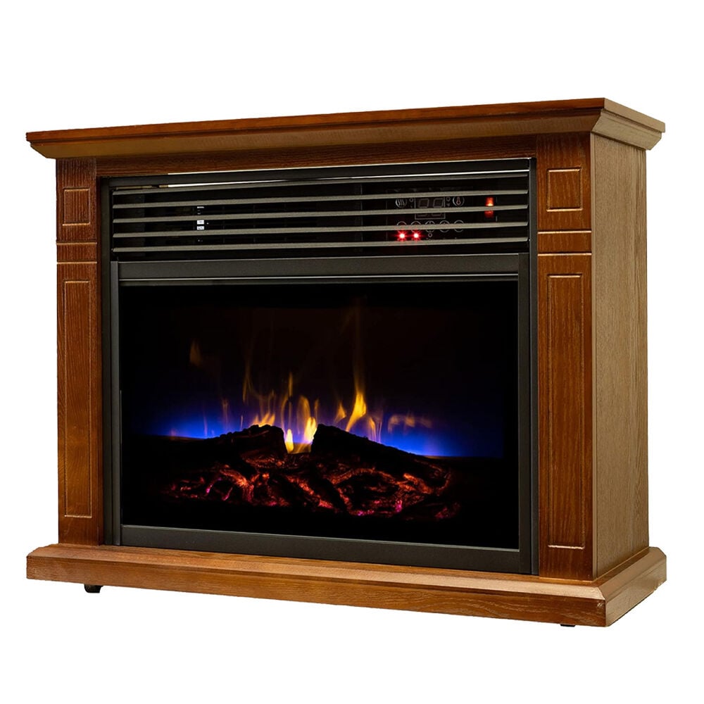 image of Vintage Oak Quartz Fireplace Heater