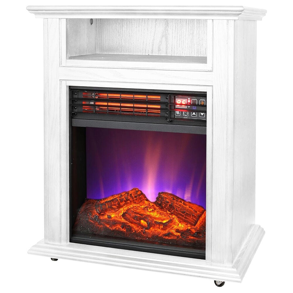 image of White Quartz Fireplace Indoor Heater