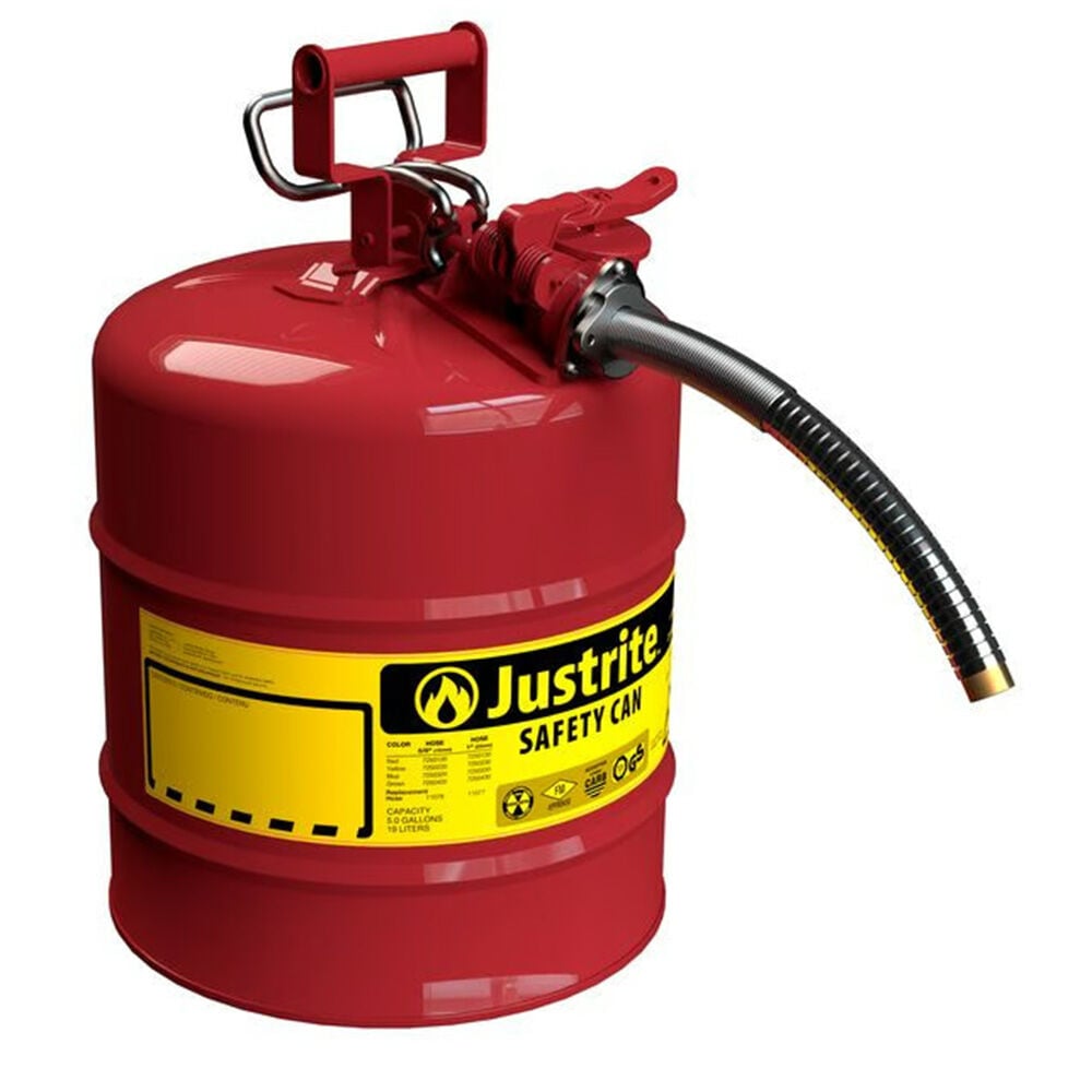 image of 5 gal Red Type II Safety Can for Flammables with Metal Hose