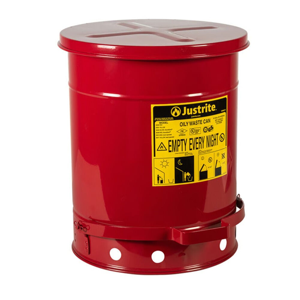 image of 10 gal Red Oily Waste Can- Hands-Free