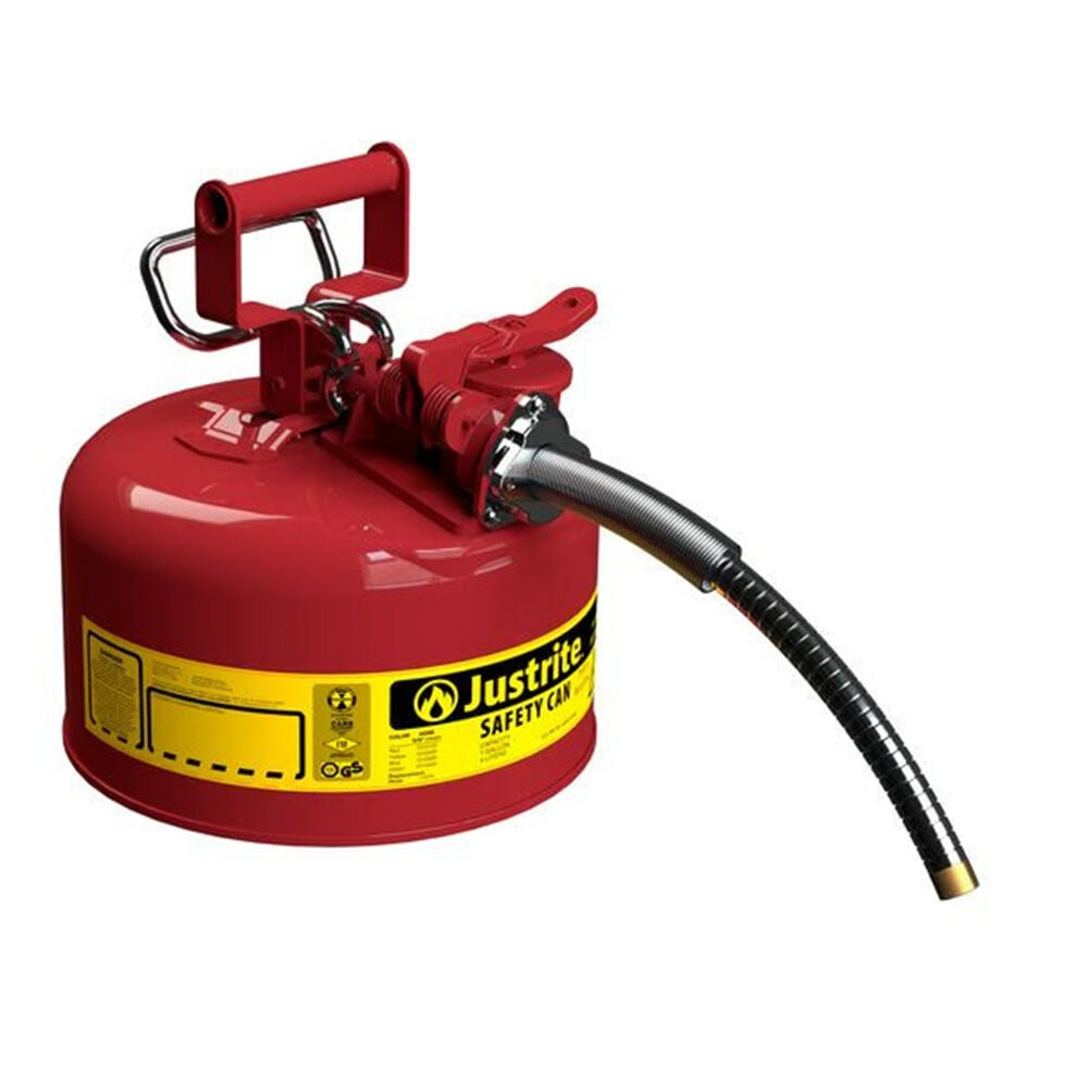 image of 1 gal Red Type II Steel Safety Can for Flammables with 5/8 in Metal Hose