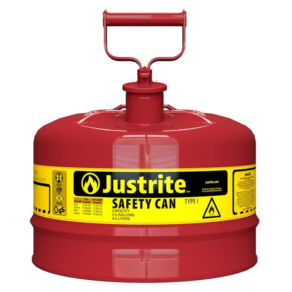image of 2.5 gal Red Type I Steel Safety Can for Flammables