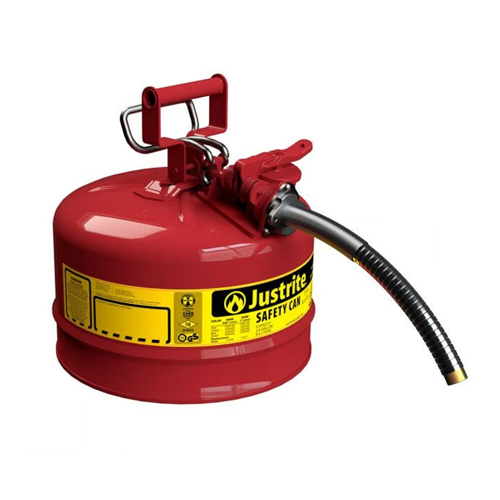image of 2.5 gal Red Type II Safety Can with Metal Hose
