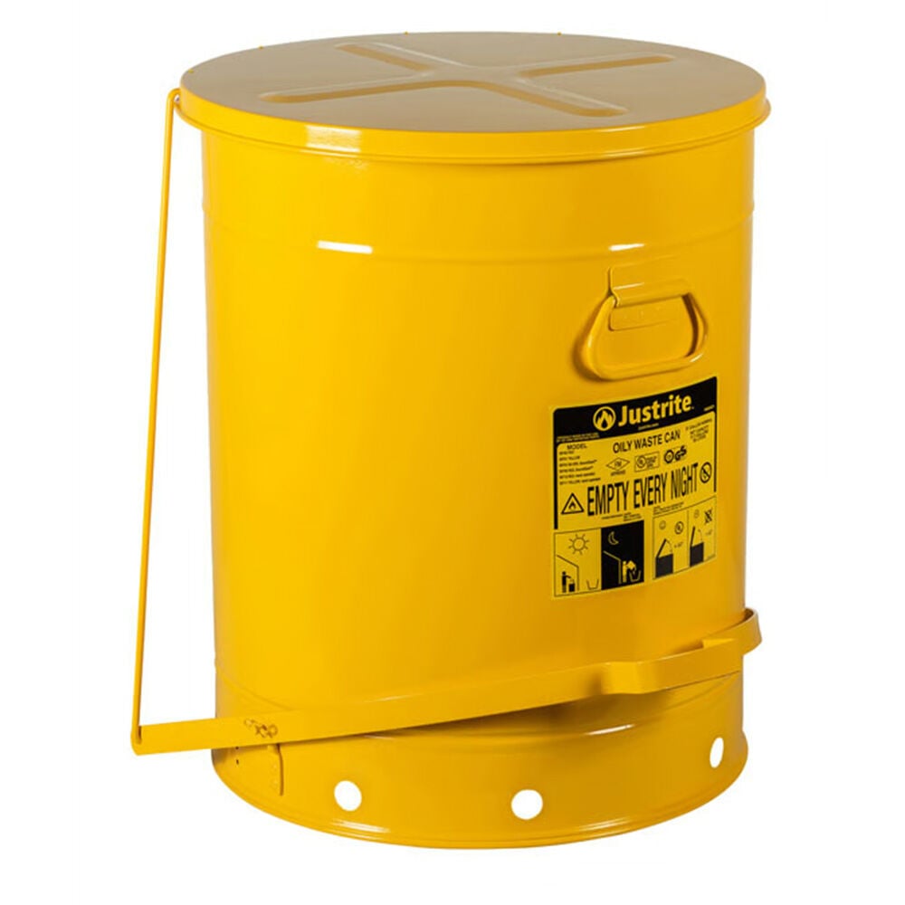 image of 21 gal Yellow Oily Waste Can- Hands-Free
