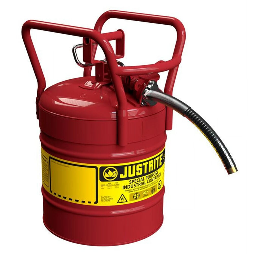 image of 5 gal Red Type II Safety Can with Metal Hose and Roll Bars