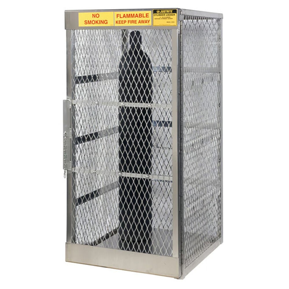 image of 10 Vertical Compressed Gas Cylinder Aluminum Cabinet Locker