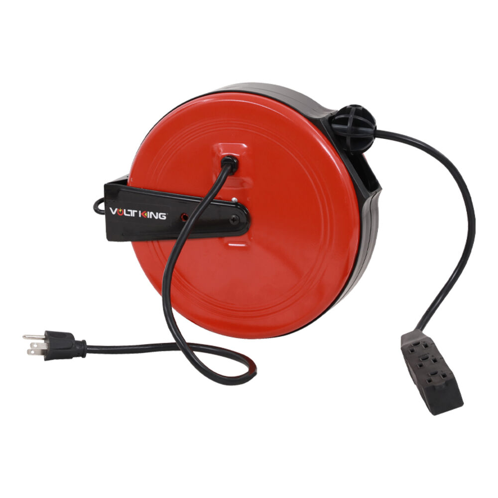 image of Retractable Extension Cord Reel 30-Foot., 16/3, Triple Tap