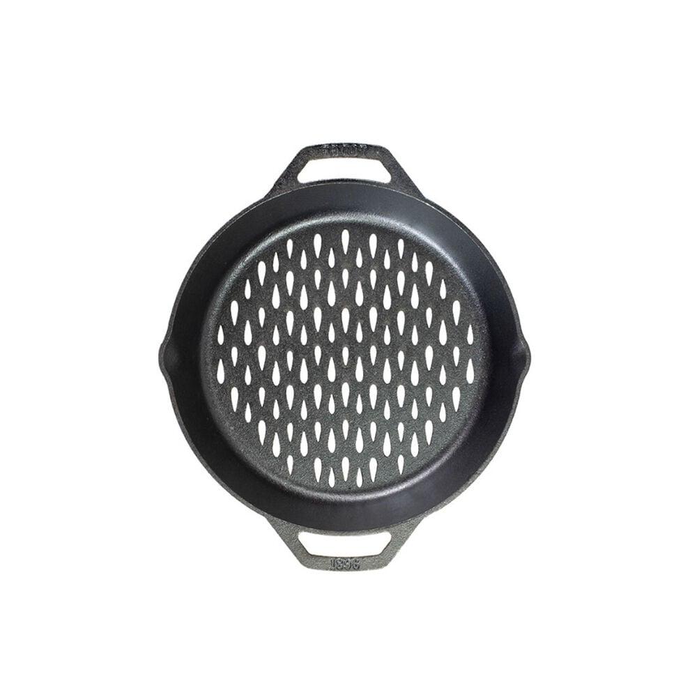 image of Seasoned Cast Iron Dual Handle Grilling Basket, 12 in.