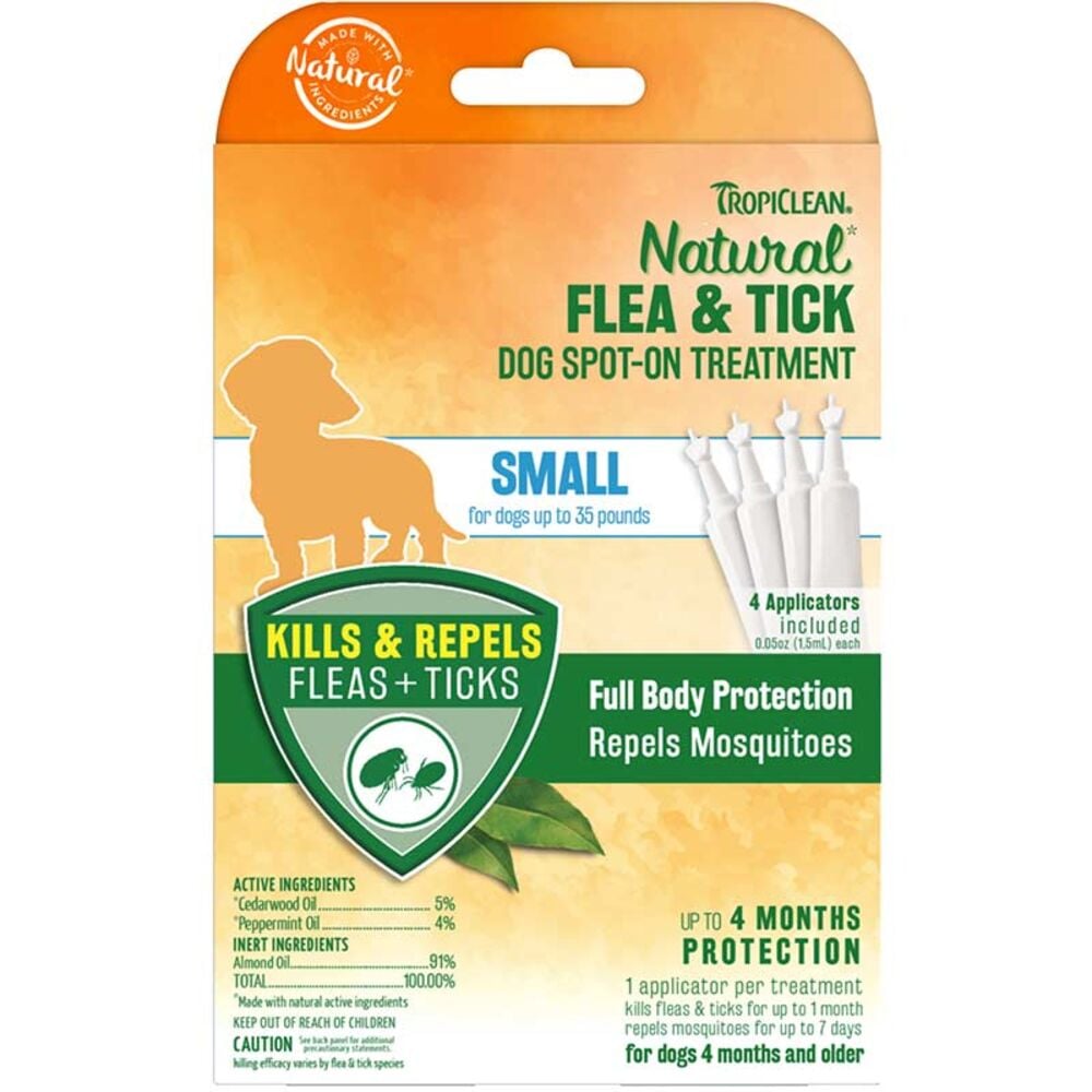 image of Natural Flea & Tick Spot On Treatment for Small Dogs, 4 count