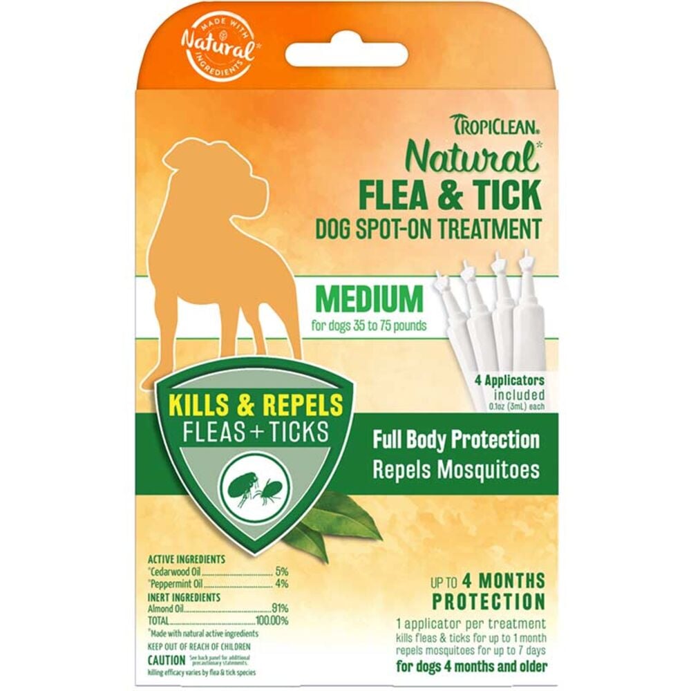 image of Natural Flea & Tick Spot On Treatment for Medium Dogs, 4 count