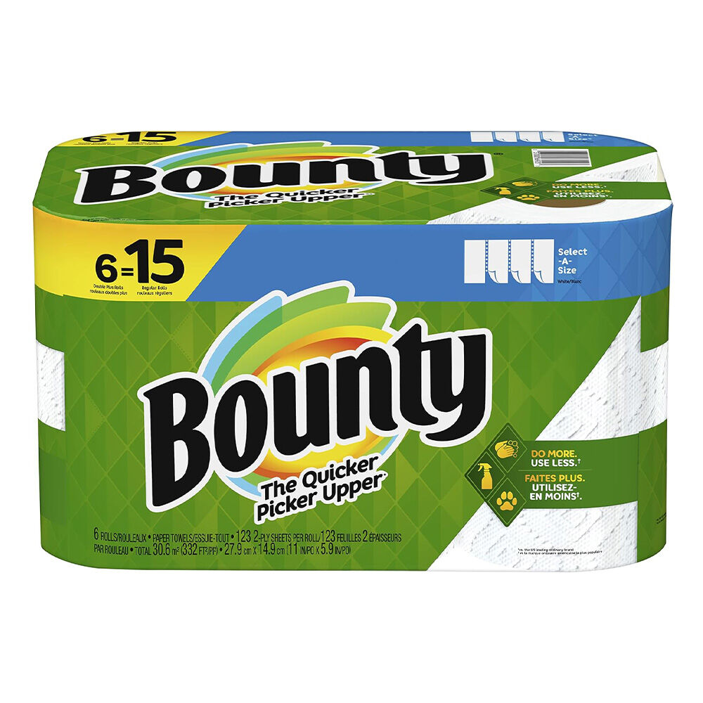 image of Paper Towel Rolls- Bounty, Select-A-Size, Double Plus, 6 ct