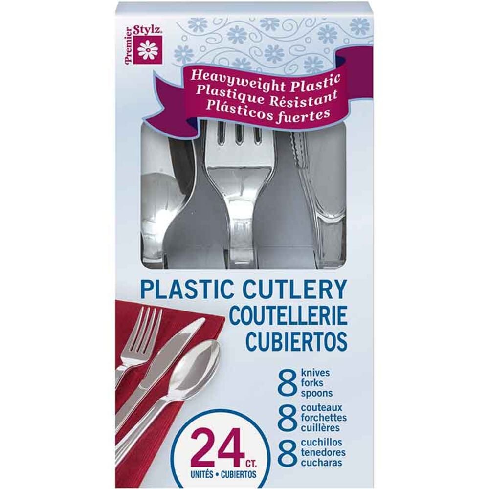 image of Heavyweight Plastic Cutlery, 24 count