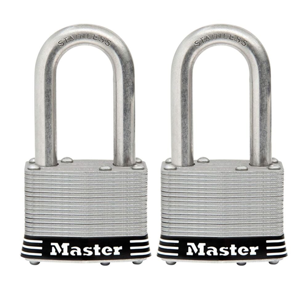 image of Padlock, Laminated Stainless Steel Lock 2 pk