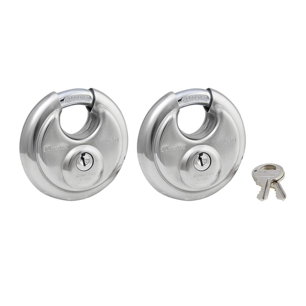 image of 40T Stainless Steel Discus Padlock, 2 Pack