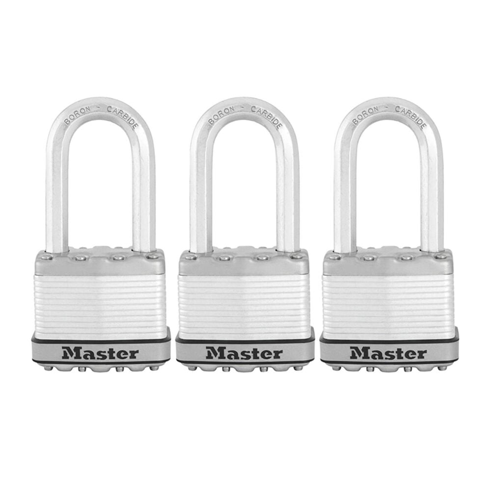 image of Padlock, Magnum Laminated Steel Lock, 2 in. Wide, Pack of 3-Keyed Alike