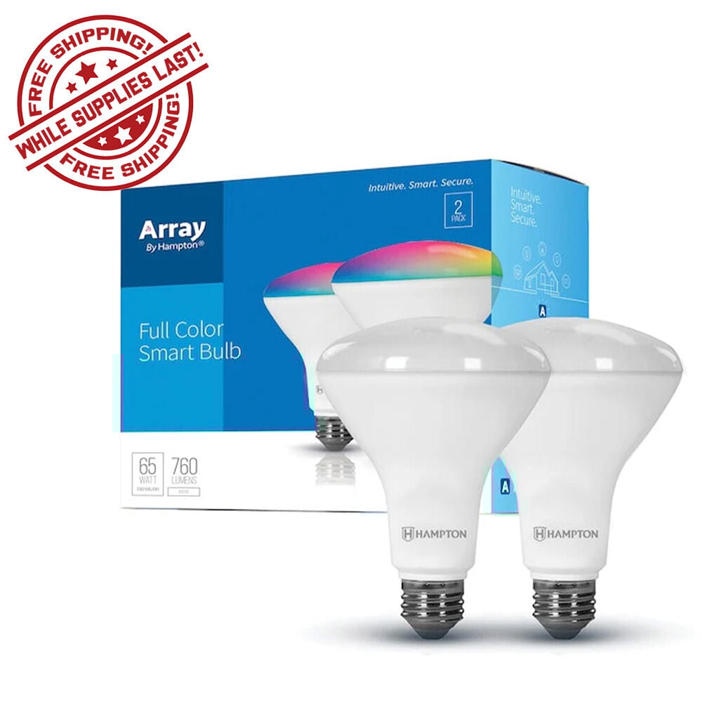 image of Full Color Smart Wi-Fi BR30 760 Lumen LED Flood Light Bulb, 2 pk