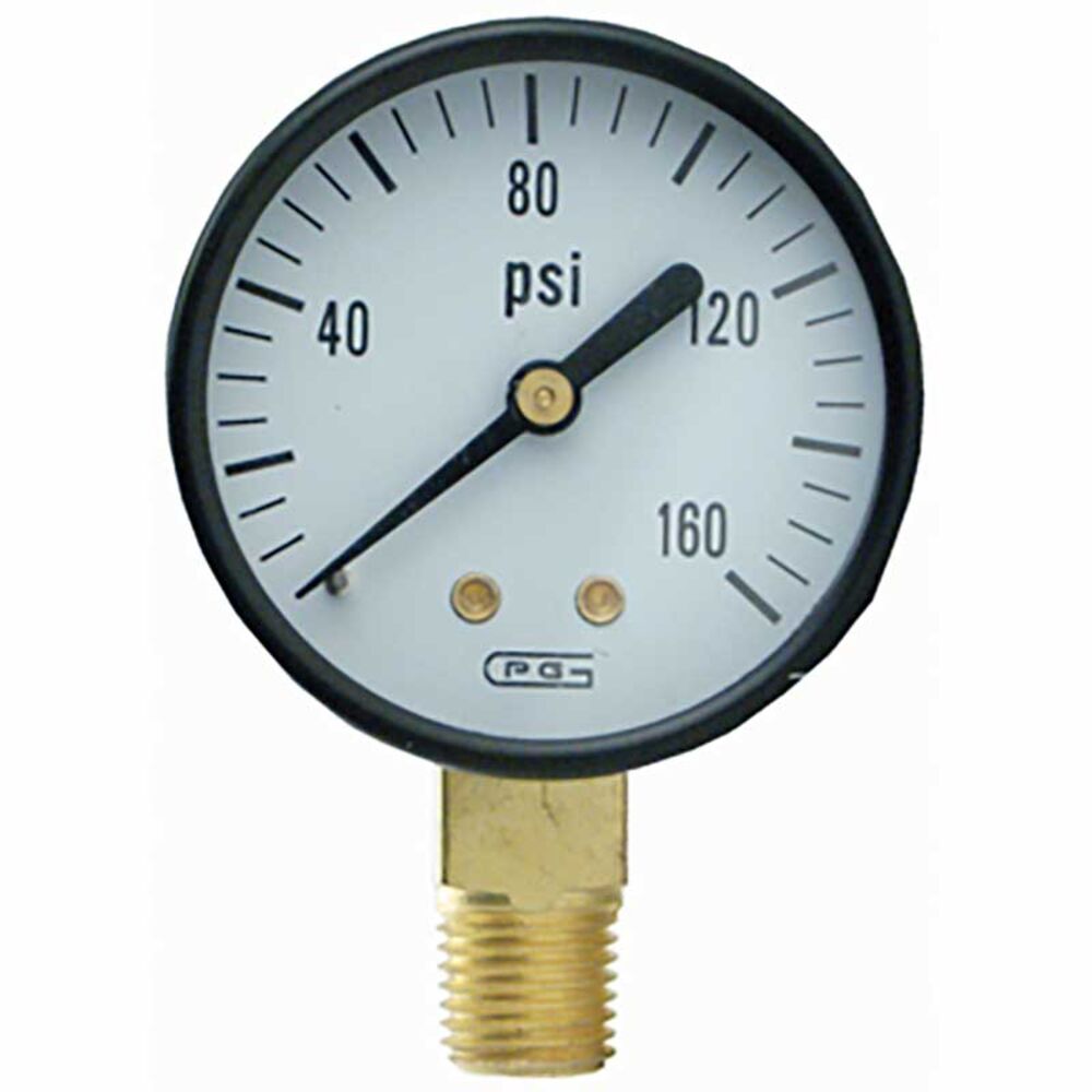 image of 2-in Bottom Mount Gauge, 1/4-in NPT, 160 PSI