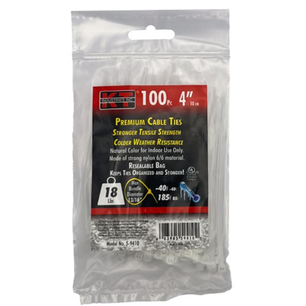 image of 4 in Ultra Light Duty Premuim Cable Ties, Natural, 100 pc