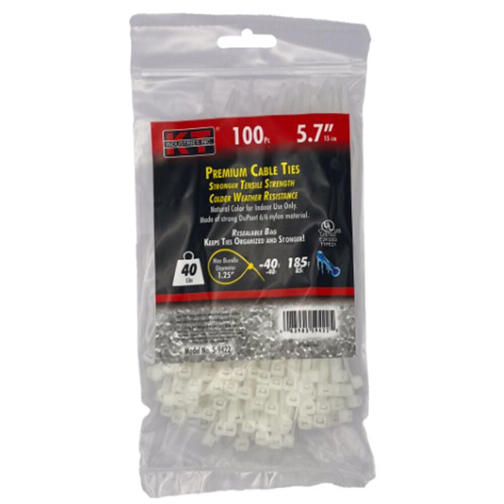 image of 5.7 in Ultra Light Duty Premuim Cable Ties, Natural, 100 pc