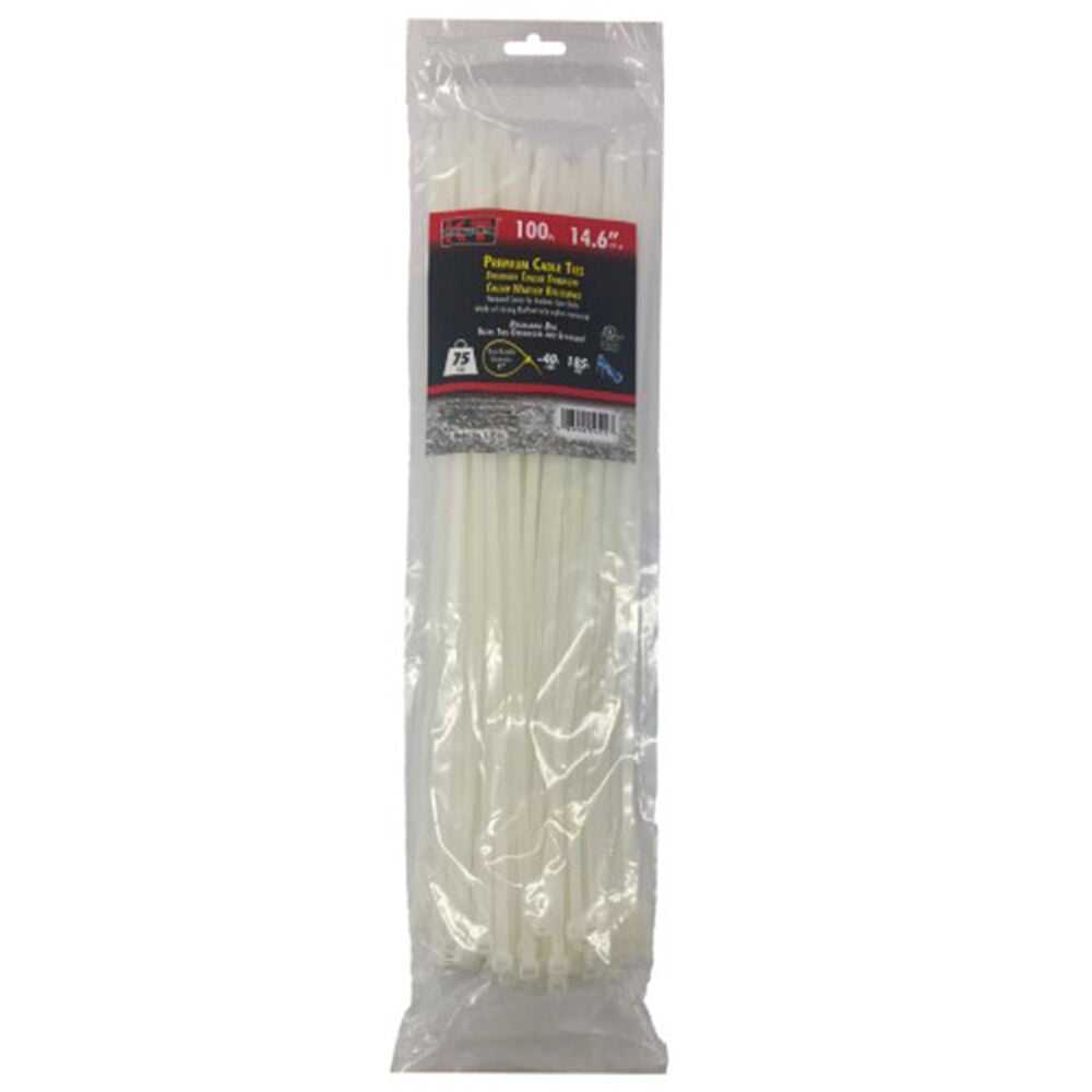image of 14.6 in Standard Duty Premium Cable Ties, Natural, 100 pc