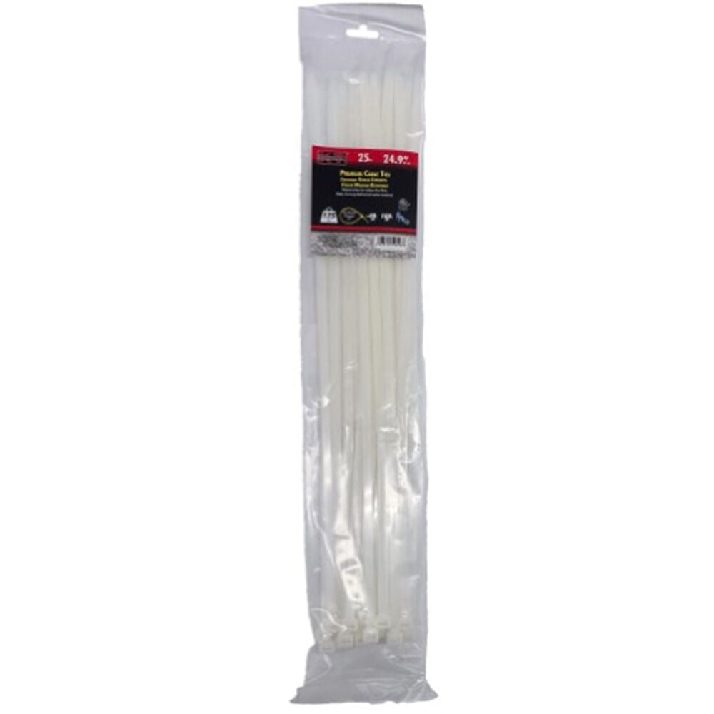 image of 24.9 in Extra Heavy Duty Premium Cable Ties, Natural, 25 pc