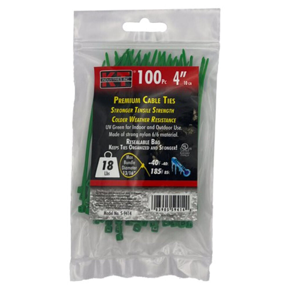 image of 4 in Ultra Light Duty Premuim Cable Ties, Green, 100 pc