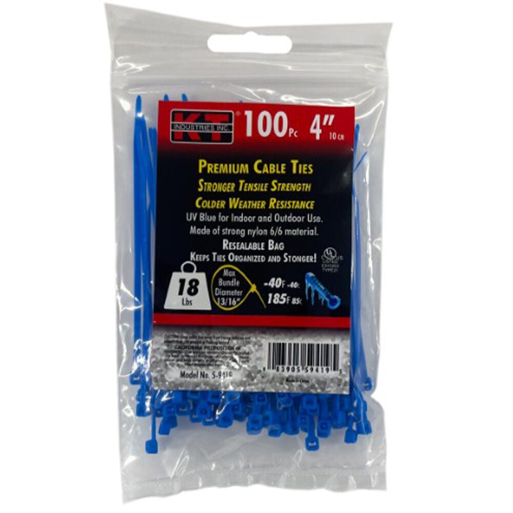 image of 4 in Ultra Light Duty Premuim Cable Ties, Blue, 100 pc