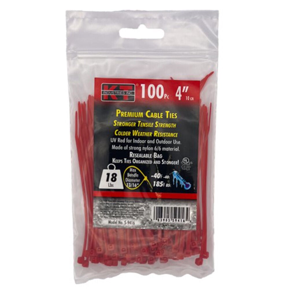 image of 4 in Ultra Light Duty Premuim Cable Ties, Red, 100 pc