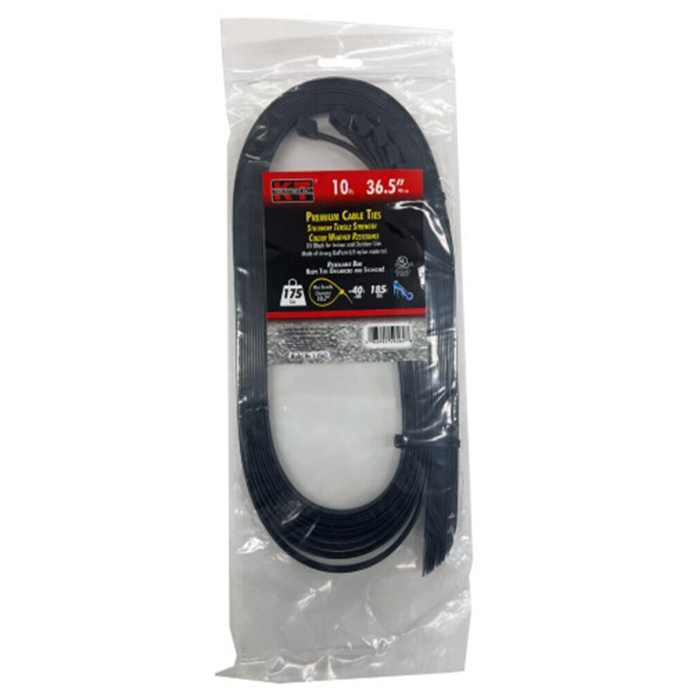 image of 36.5 in Extra Heavy Duty Premium Cable Ties, UV Black, 10 pc