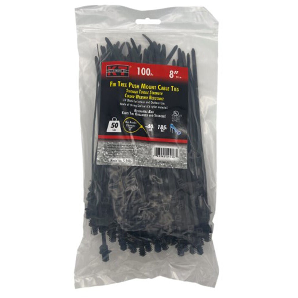 image of 8 in Fir Tree Push Mount Cable Ties, UV Black, 100 pc