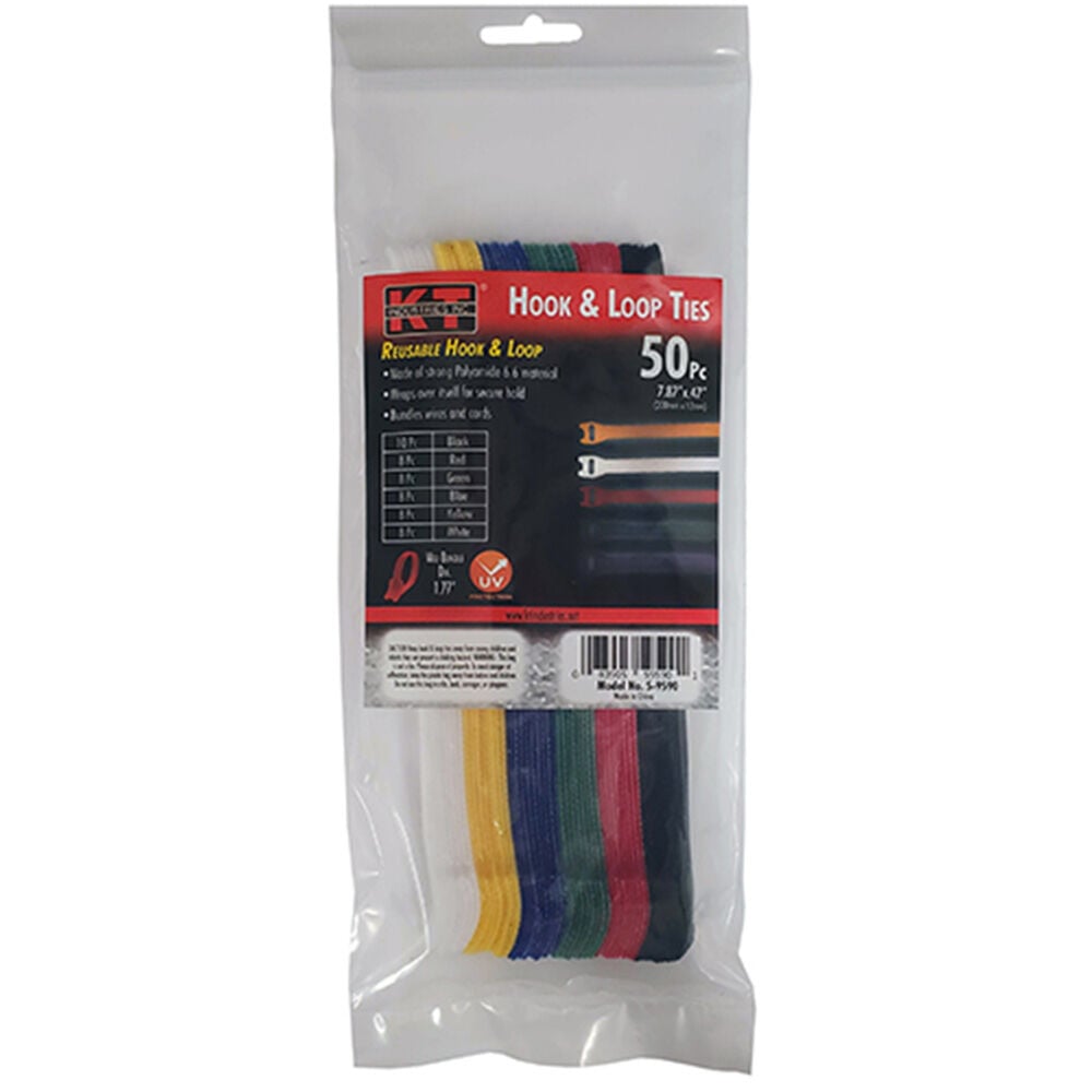 image of Hook and Loop Ties, Assorted, 50 pc