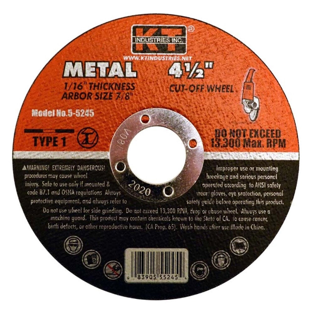 image of 4 1/2 in x 7/8 in x 1/16 in Metal Quick Cut Off Wheel