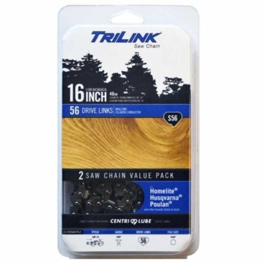 image of 16-in S56 Semi Chisel Chainsaw Chain, 2 pack