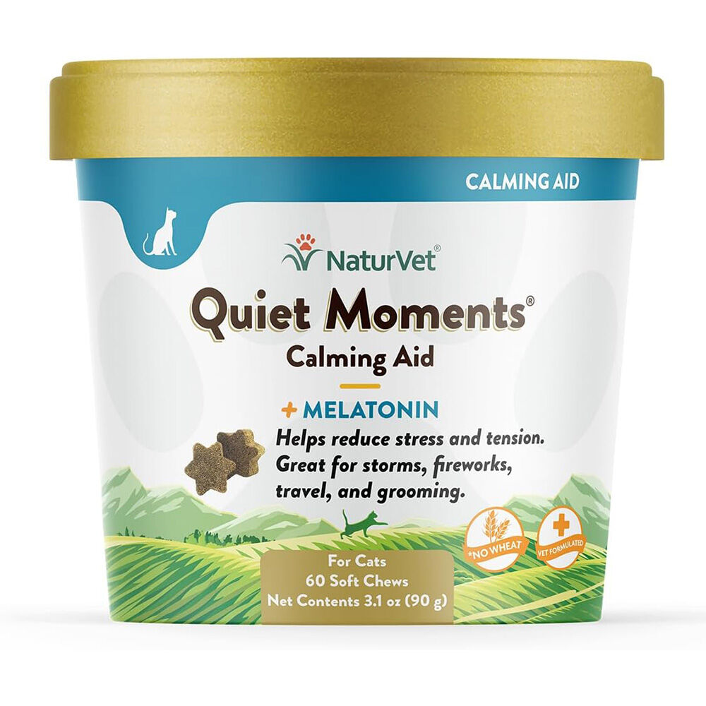 image of Quiet Moments Calming Aid for Cats Plus Melatonin, 60 Count