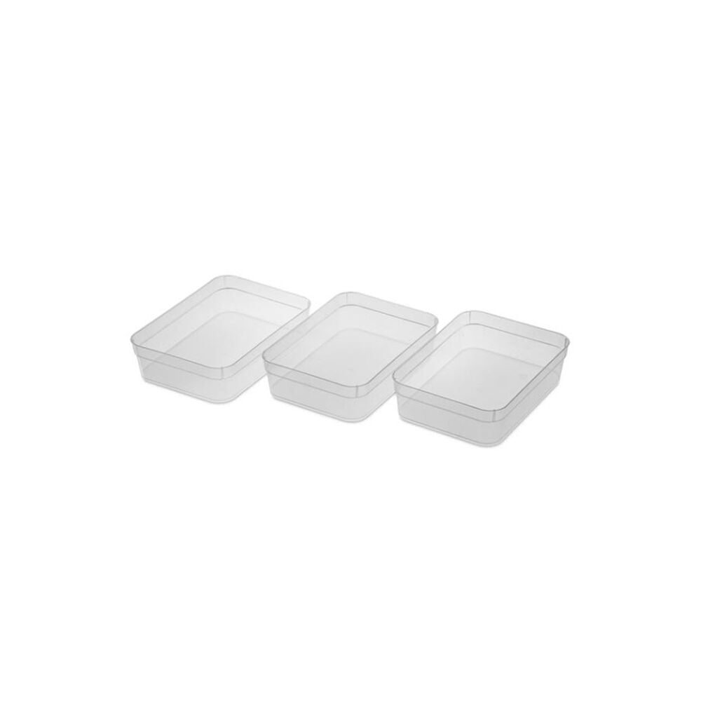 image of Large Storage Trays- Clear, Set of 3