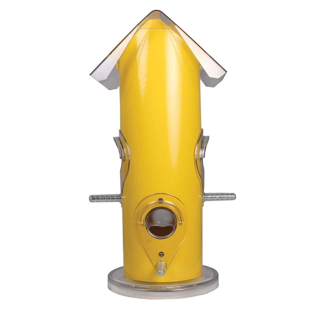image of Yellow Metal Tube Wild Bird Feeder
