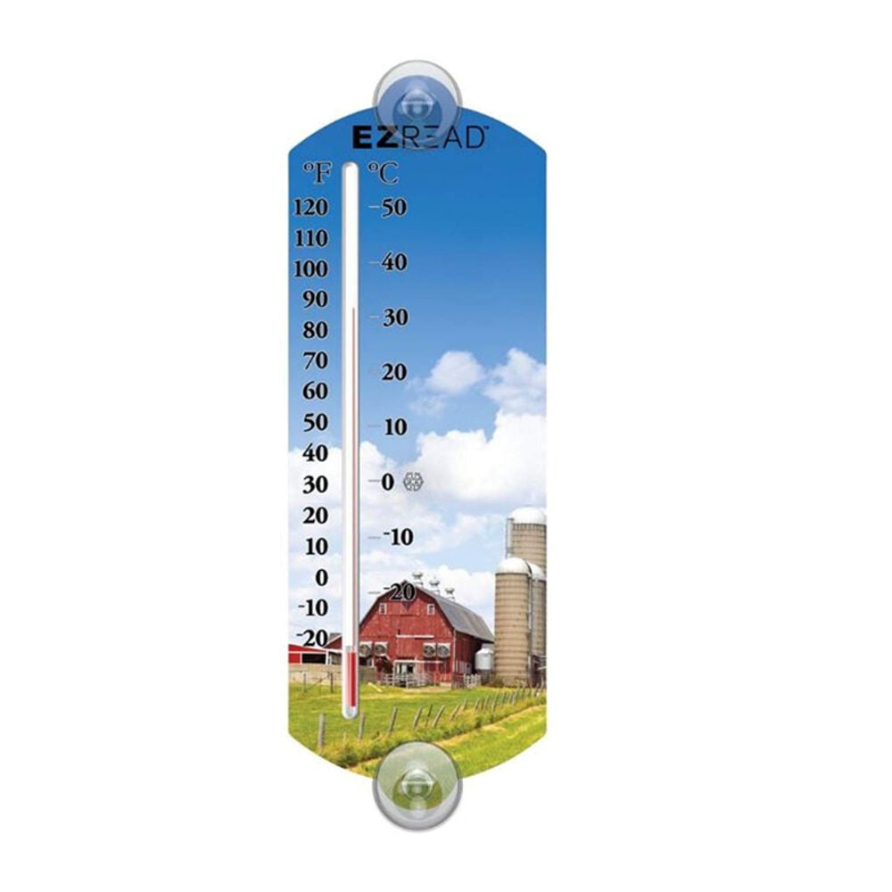 image of 10-in EZREAD Indoor/Outdoor Thermometer, Blue/White/Red