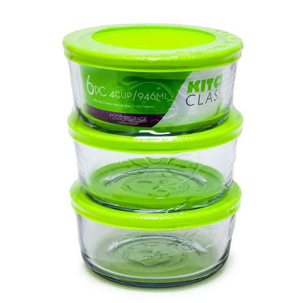 image of 4-cup Glass Storage Containers, 6 piece