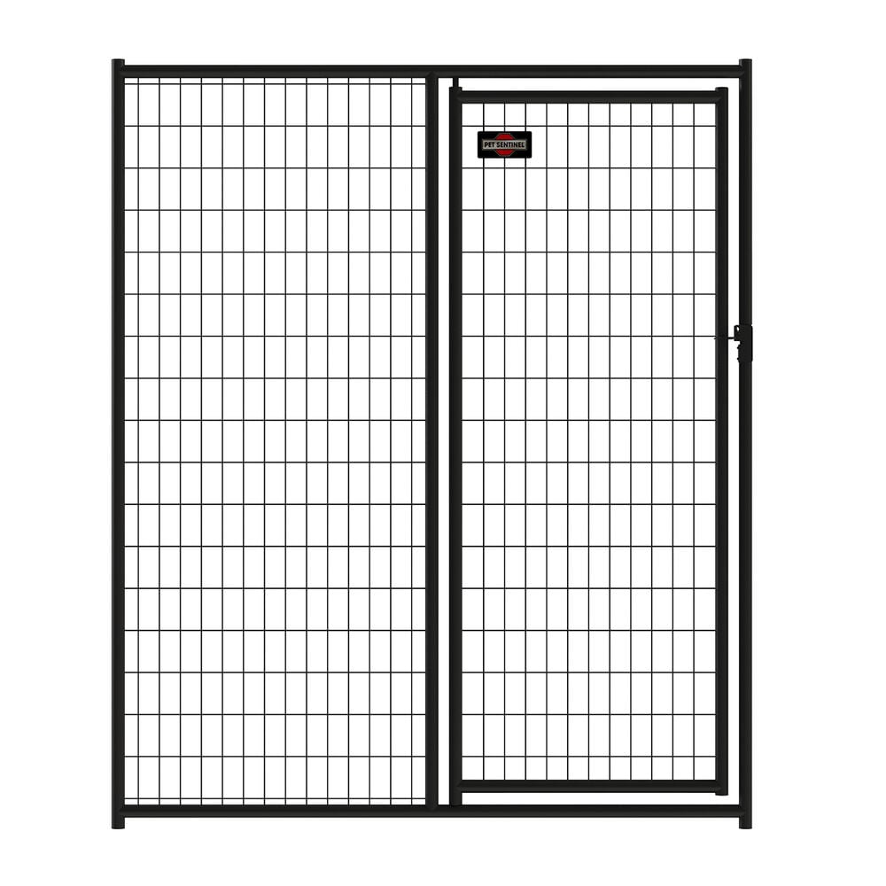 image of Black Welded Steel Kennel Gate, 6-ft X 5-ft