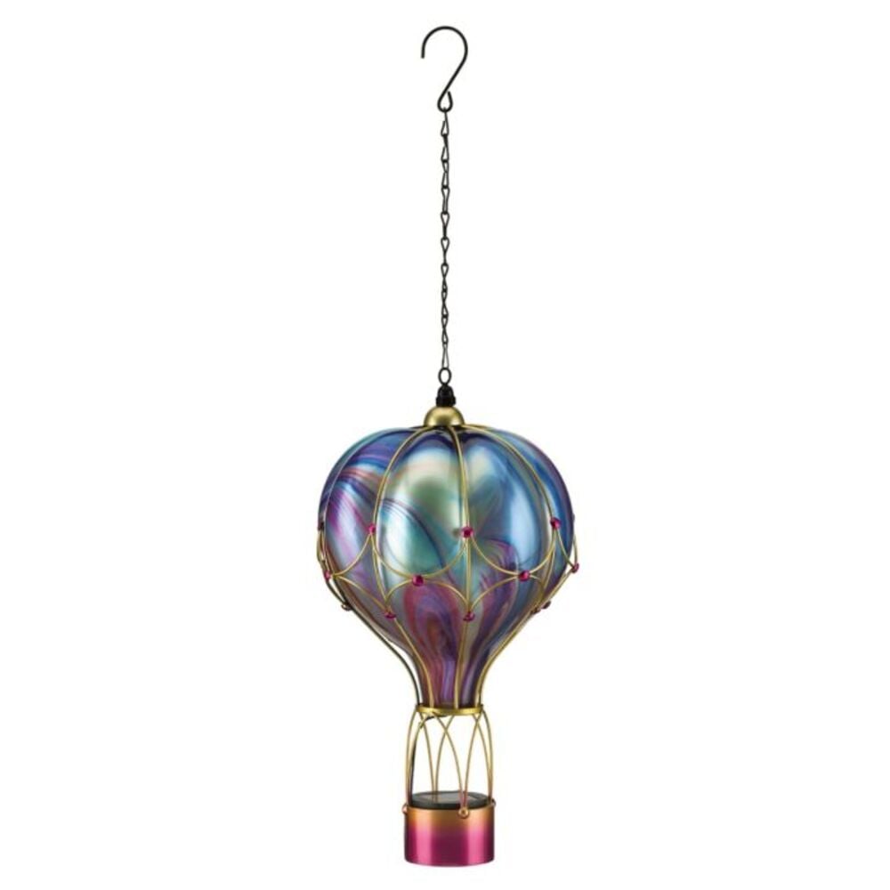 image of Large Swirl Balloon Solar Lantern- Purple