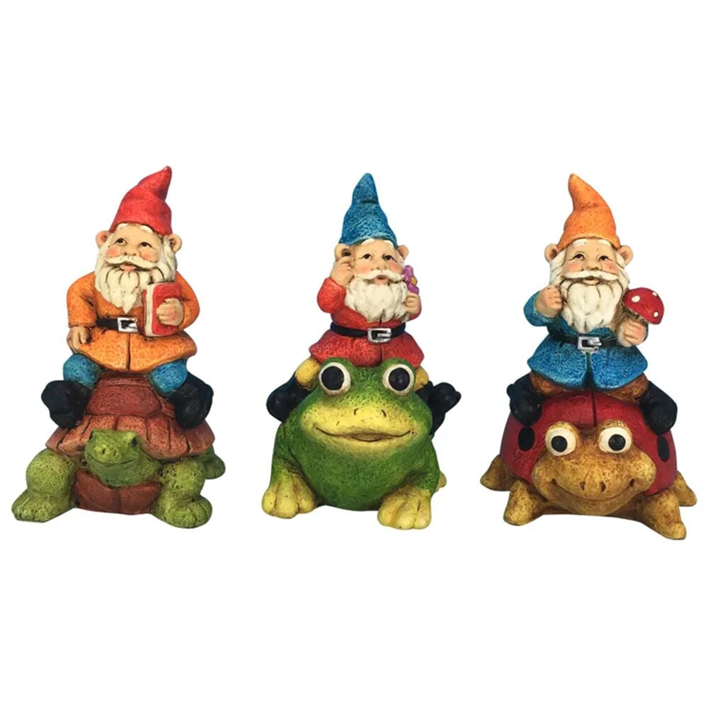 image of 6 in Garden Decor- Gnomes Riding Animals, Style May Vary