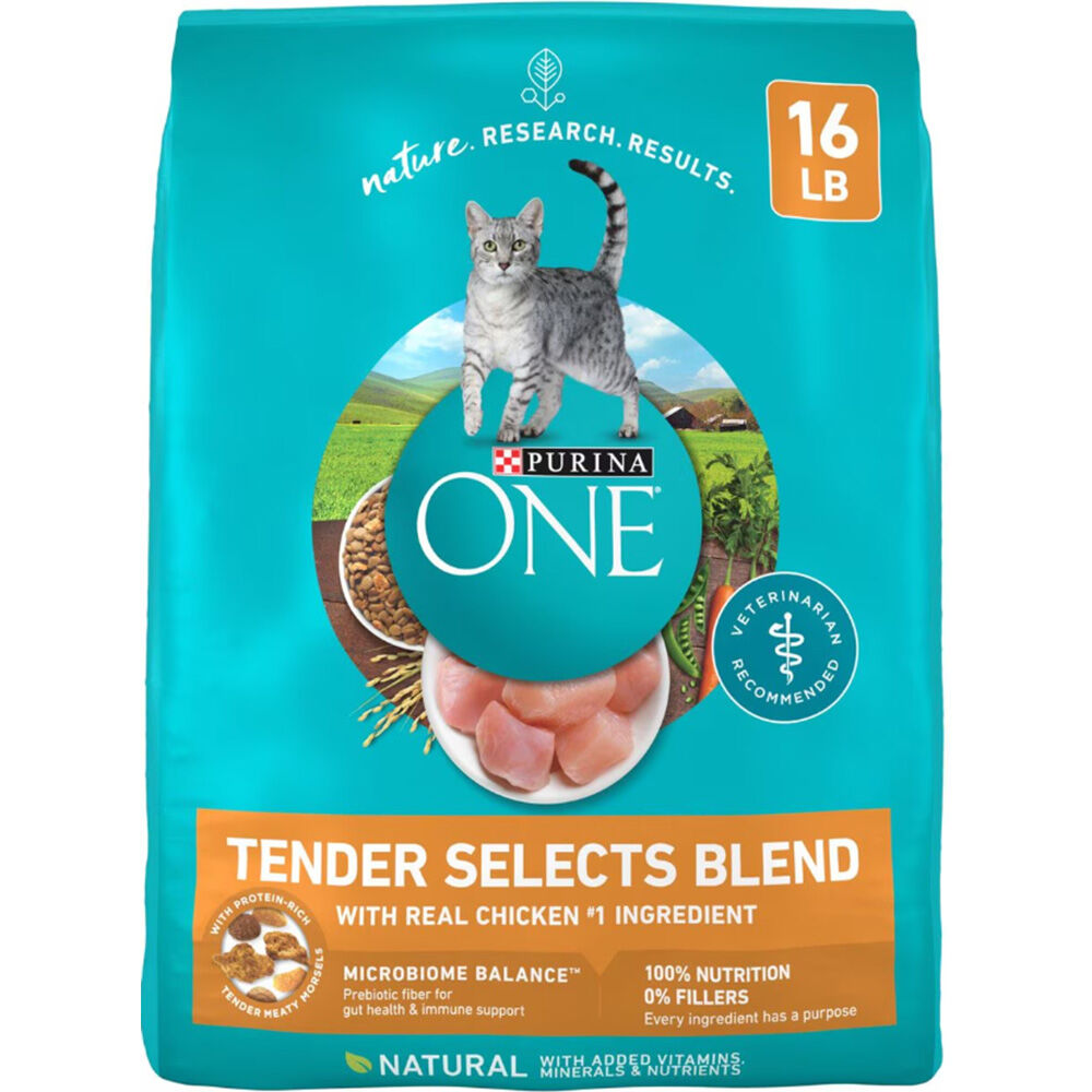 image of Purina One Dry Cat Food- Tender Selects, Chicken, 16 lb