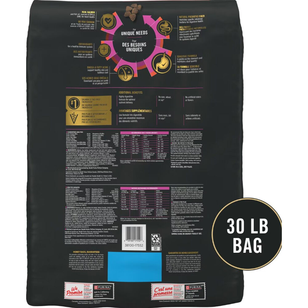 Image showcasing Dry Dog Food- Sensitive Skin and Stomach, Salmon and Rice, 30 lb | Atwoods